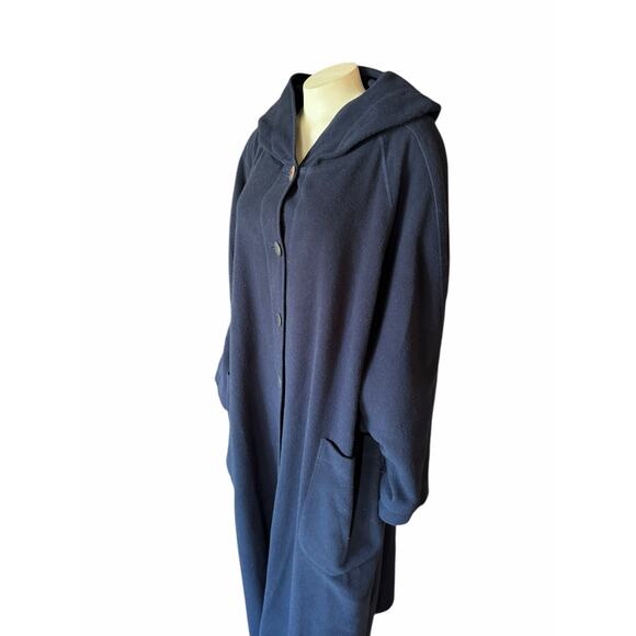 Eileen Fisher Navy Blue Minimal Wool Long Coat Duster Oversized Small - Picture 10 of 16